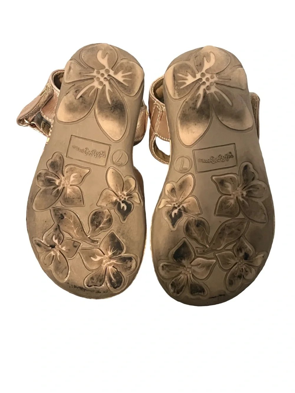 Self Esteem Girls Metallic Rose Gold Flower Strap Sandals Toddler: 7.